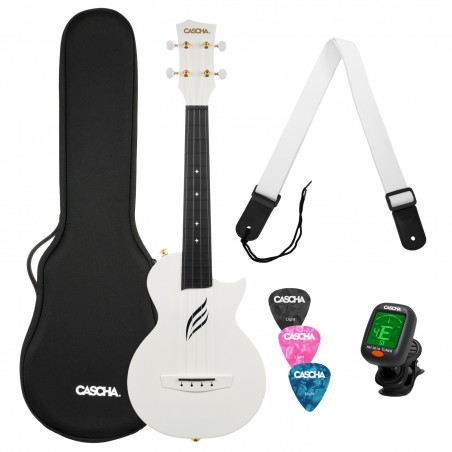 Cascha kontsert ukulele komplekt Carbon Fibre white