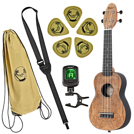 Vasakukäeline sopran ukulele komplekt Keiki K3-SPM-L