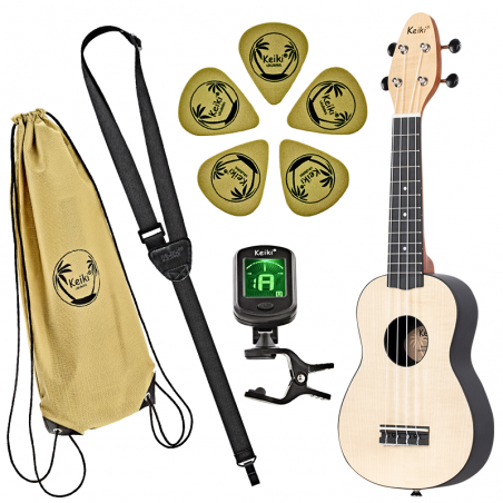 Vasakukäeline sopran ukulele komplekt Keiki K2-MAP-L