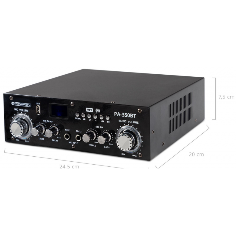 McGrey PA-350BT võimendi Bluetoothiga koos USB / MP3 mängijaga