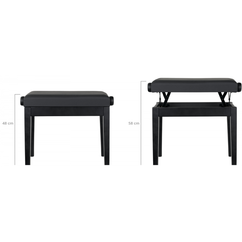 Classic Piano Bench P Black Matte
