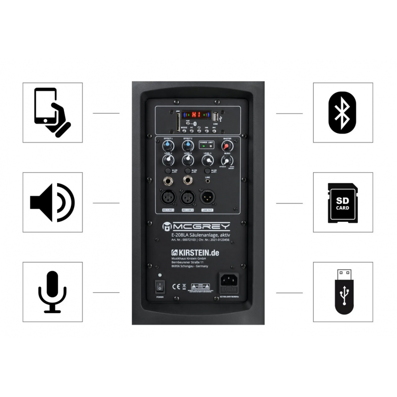 McGrey E-208LA Active Line Array Column System Stereo Set