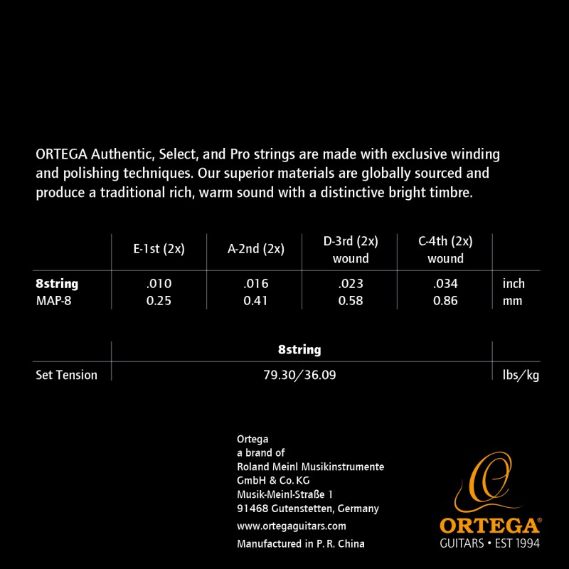 Mandolin strings Ortega MAP-8