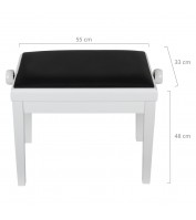 Classic Piano Bench Model A White High Gloss with Black Cushion