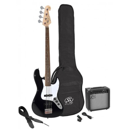 SX SB1SK-BK electric bass pack