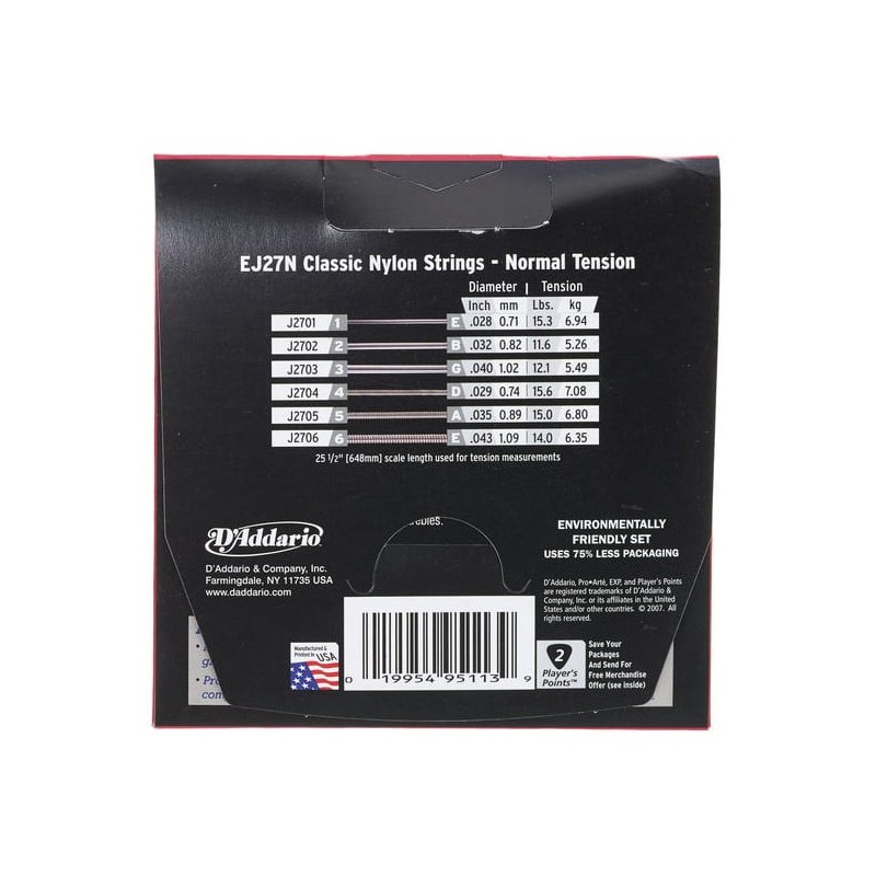D'Addario EJ27N - strings set for classical guitar.