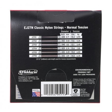 D'Addario EJ27N - strings set for classical guitar.
